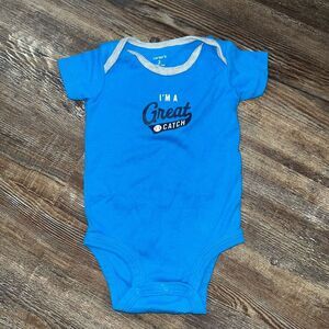 Carter’s I’m a Great Catch Baseball Blue Baby Boy Onesie Size 3 Months